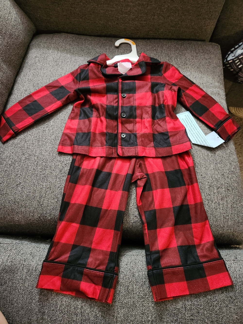 Wondershop Red and Black Buffalo Check Kids Pajama Set Size 12M